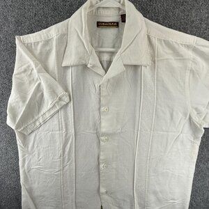 Cubavera Shirt Short Sleeve White Rayon Blend Large Camp Hawaii Button Up Men